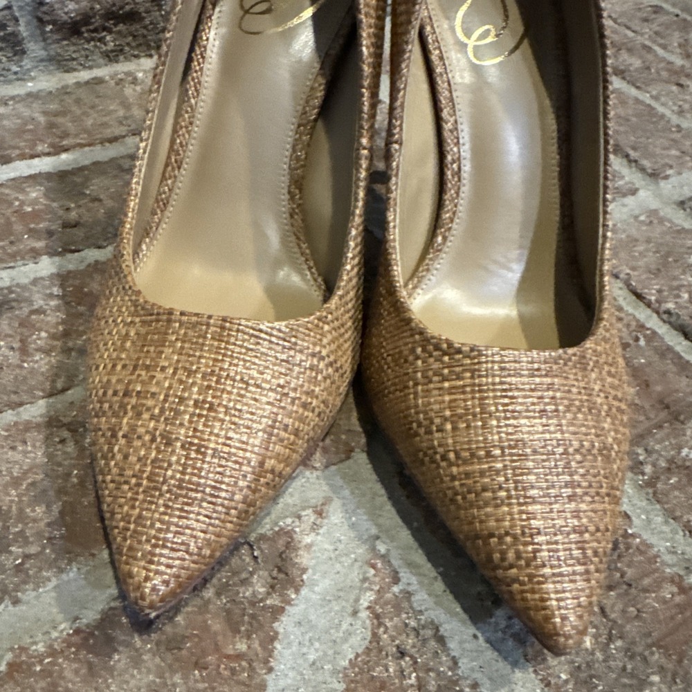 Sam Edelman Hazel Pointed Toe Pump Size 7W Cuoio Basket Weave Brown #329 - Picture 7 of 12
